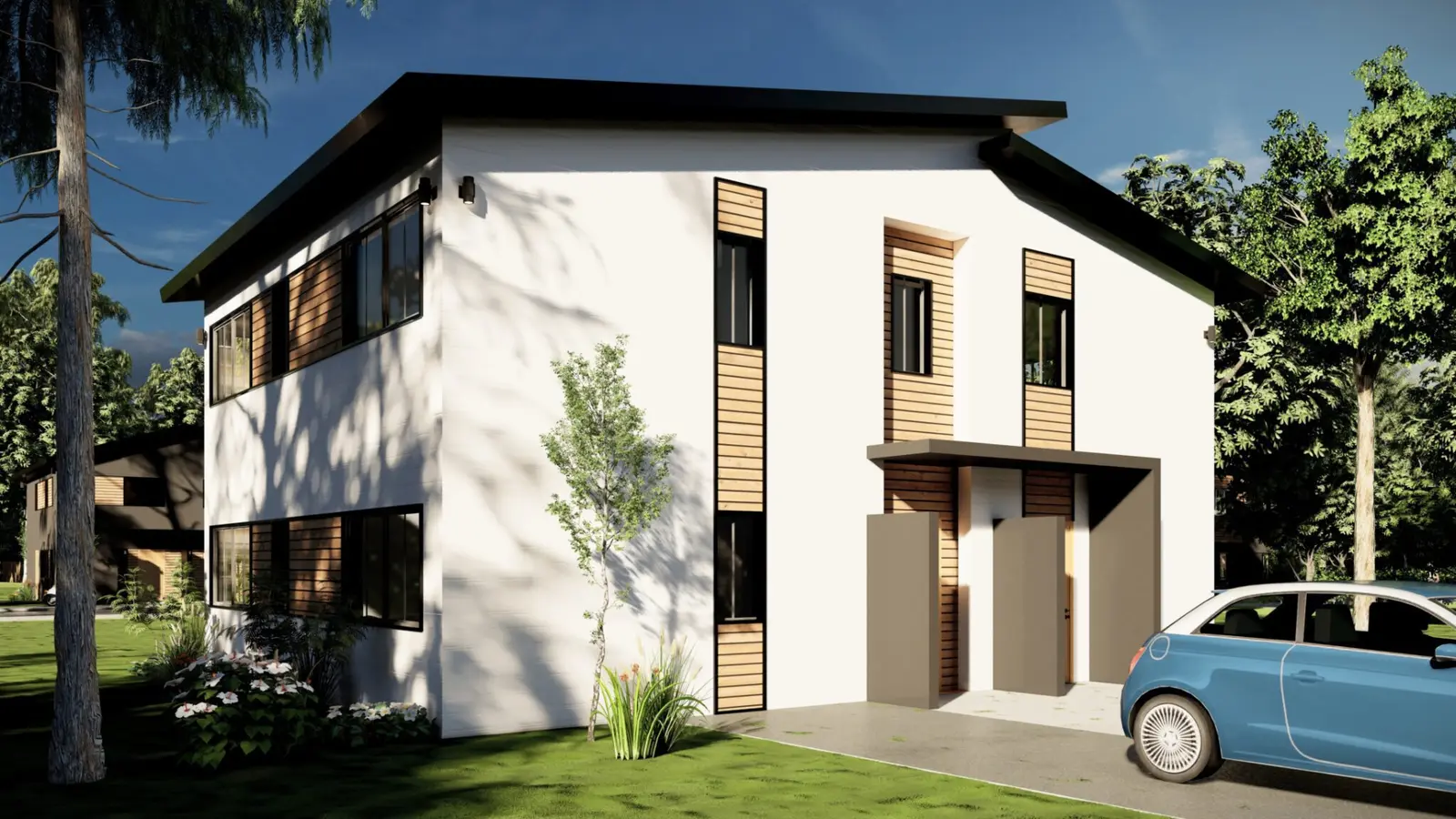 Dúplex prefabricado de acero Smith, vista frontal